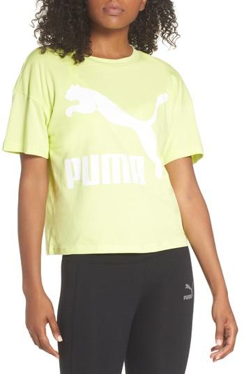 Women's Puma Classics Logo Tee, Size - Green