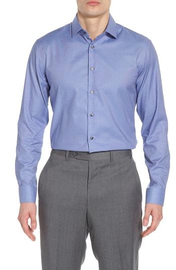 Men's Calibrate Trim Fit Non-iron Stretch Solid Dress Shirt .5 32/33 - Purple