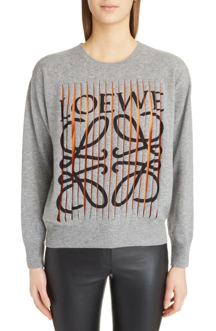Women's Loewe Shredded Logo Cashmere Sweater