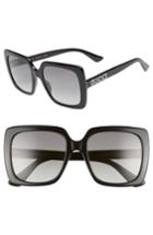 Women's Gucci 54mm Gradient Square Sunglasses - Black/ Crystal/ Grey Gradient