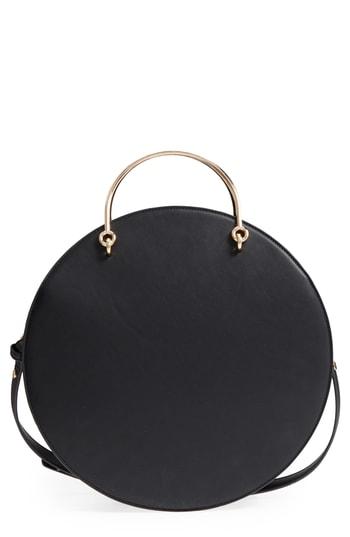 Mali + Lili Vegan Leather Round Top Handle Bag - Black