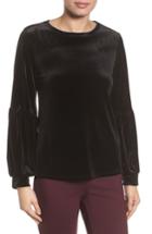 Women's Halogen Blouson Sleeve Stretch Velvet Top, Size - Black