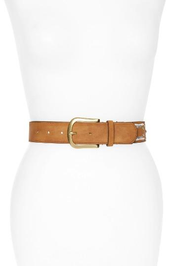 Women's Steve Madden Embroidered Belt - Camel