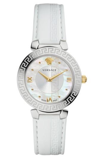 Women's Versace Daphnis Leather Strap Watch, 35mm