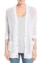 Women's Caslon Open Stitch V-neck Cardigan - Grey