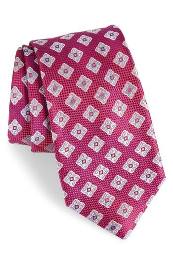 Men's Nordstrom Men's Shop Ethan Medallion Silk Tie, Size X-long - Blue