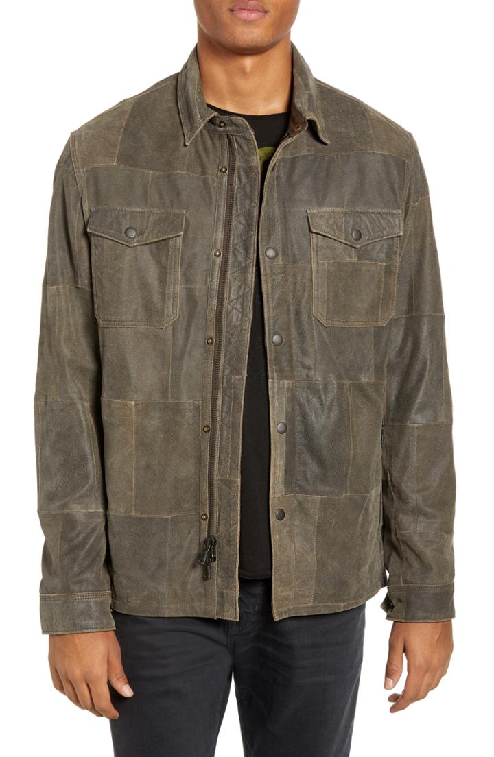 Men's John Varvatos Star Usa Patchwork Goat Leather Jacket - Brown