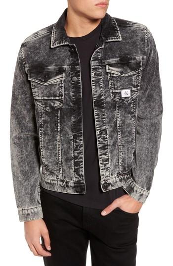 Men's Calvin Klein Snow Wash Corduroy Trucker Jacket - Black