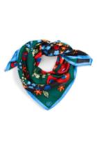 Women's Tory Burch Darling Floral Silk Neckerchief, Size - Green