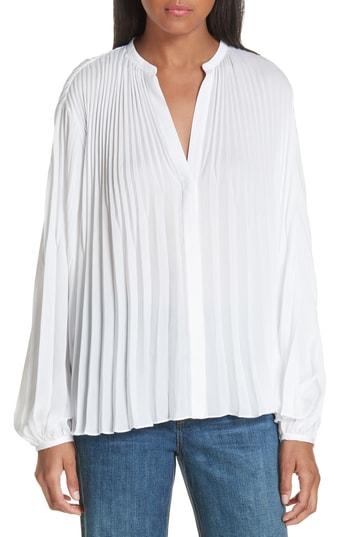 Women's Vince Chevron Pleat Blouse - White