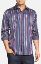 Men's Bugatchi Classic Fit Stripe Sport Shirt - Blue