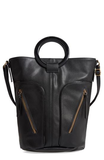 Leith Large Ring Handle Zip Tote - Black