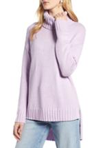 Women's Halogen High/low Turtleneck Sweater - Grey