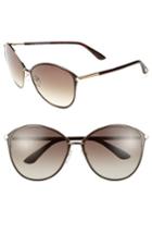 Women's Tom Ford Penelope 59mm Gradient Cat Eye Sunglasses - Shiny Rose Gold/ Dark Brown