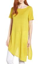 Women's Eileen Fisher Asymmetrical Organic Linen Tunic, Size - Yellow