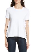 Women's Alice + Olivia Ivan Ruffle Split Side Sweater - White