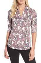Women's Foxcroft Mary Paisley Wrinkle Free Shirt - Burgundy