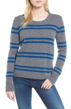 Women's James Perse Stripe Cashmere Sweatshirt - Blue