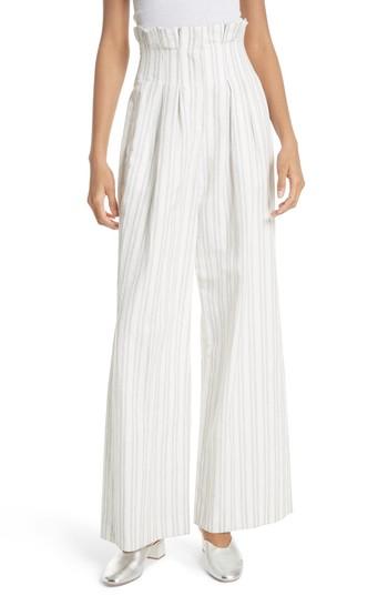 Women's Rebecca Taylor Stripe Wide Leg Pants - White