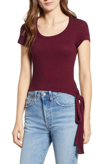 Women's Pst By Project Social T Side Tie Ribbed Tee - Burgundy