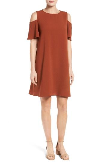 Women's Bobeau Cold Shoulder Shift Dress - Brown