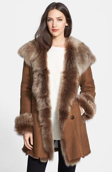 Women's Hiso Genuine Shearling Coat - Metallic