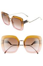 Women's Fendi 53mm Square Gradient Sunglasses - Brown/ Pink