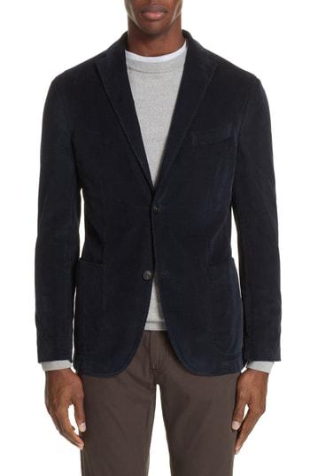 Men's Boglioli Trim Fit Stretch Corduroy Cotton Blazer Us / 48 Eu R - Blue
