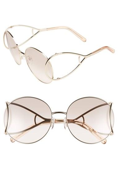 Women's Chloe 'jackson' 60mm Round Sunglasses - Gold/ Peach