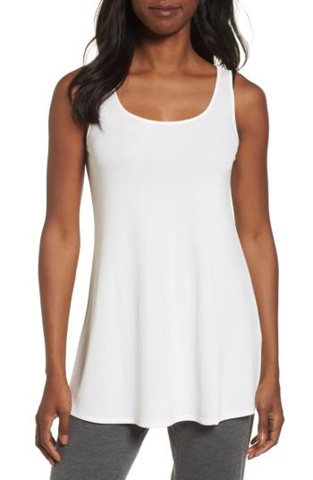 Petite Women's Eileen Fisher Scoop Neck Silk Tunic, Size P - White