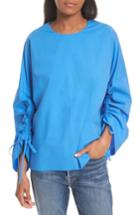 Women's Tibi Bell Sleeve Cotton Poplin Top - Blue