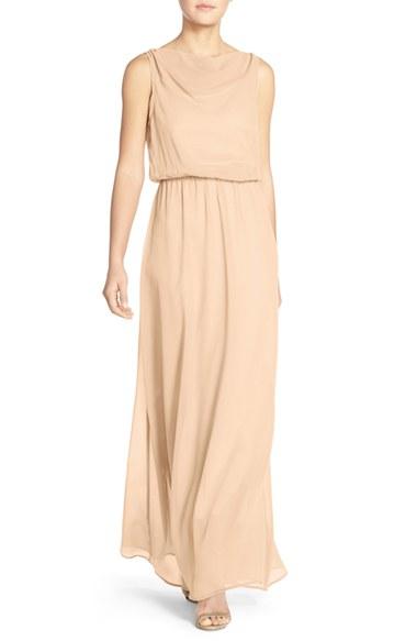 Women's Paper Crown By Lauren Conrad 'springfield' Cowl Neck Chiffon Gown, Size - Ivory