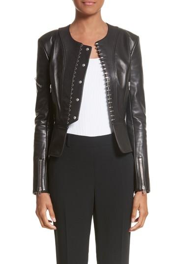Women's Alexander Wang Hook Detail Lambskin Leather Jacket - Black