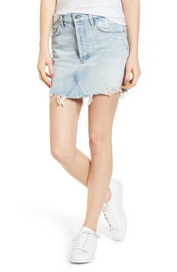 Women's Agolde Quinn High Waist Cutoff Denim Miniskirt - Blue
