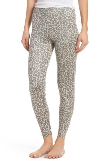 Women's Ragdoll Leopard Knit Lounge Pant - Beige