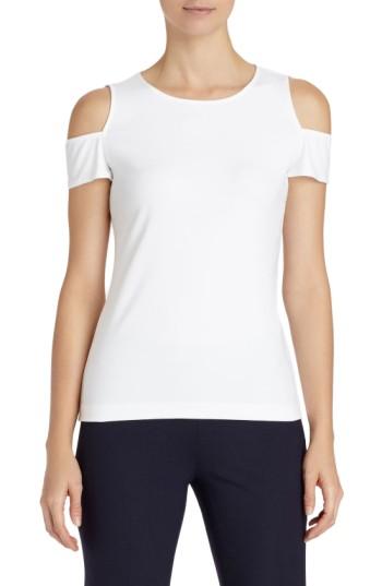Women's Lafayette 148 New York Cold Shoulder Top, Size - White