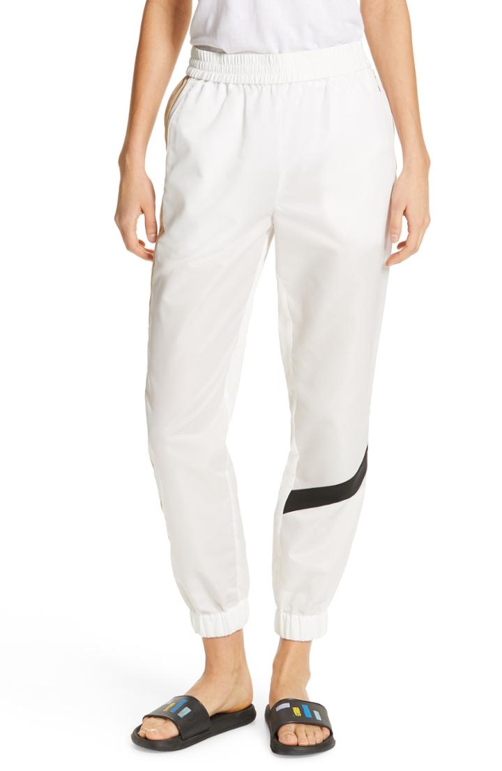 Women's Tibi Stripe Detail Skinny Joggers, Size - White