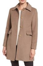 Women's Tahari Sophia Wool A-line Coat - Brown