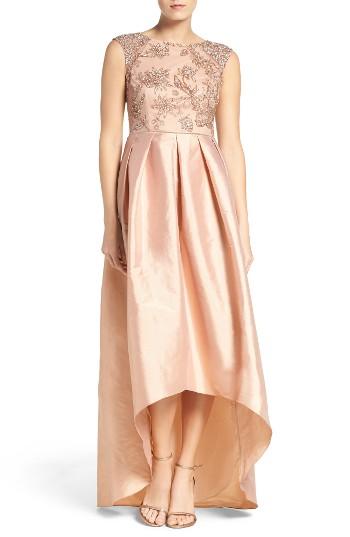 Women's Adrianna Papell Floral Beaded Taffeta High/low Gown