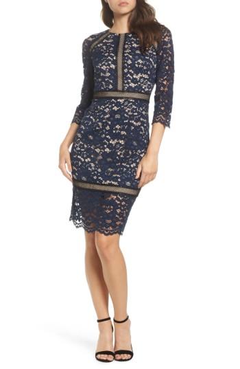 Petite Women's Vince Camuto Lace Sheath Dress P - Blue