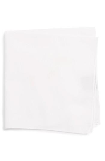 Men's Nordstrom Men's Shop Solid Cotton & Silk Pocket Square, Size - White