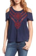 Women's Lucky Brand Embroidered Cold Shoulder Top