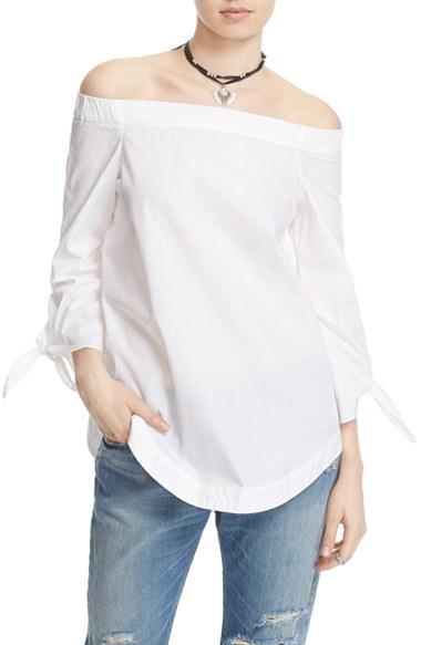 Women's Free People 'show Me Some Shoulder' Off The Shoulder Cotton Blouse