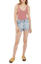 Women's Topshop Flag Ripped Mom Shorts Us (fits Like 0) - Blue