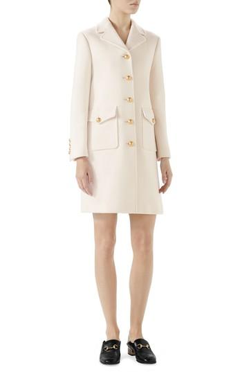 Women's Gucci Gg Wool Coat Us / 36 It - Ivory