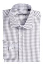 Men's English Laundry Trim Fit Plaid Dress Shirt - 32/33 - Grey