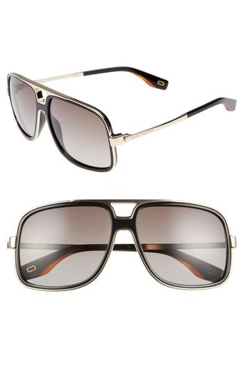 Women's Marc Jacobs 60mm Gradient Lens Aviator Sunglasses - Black