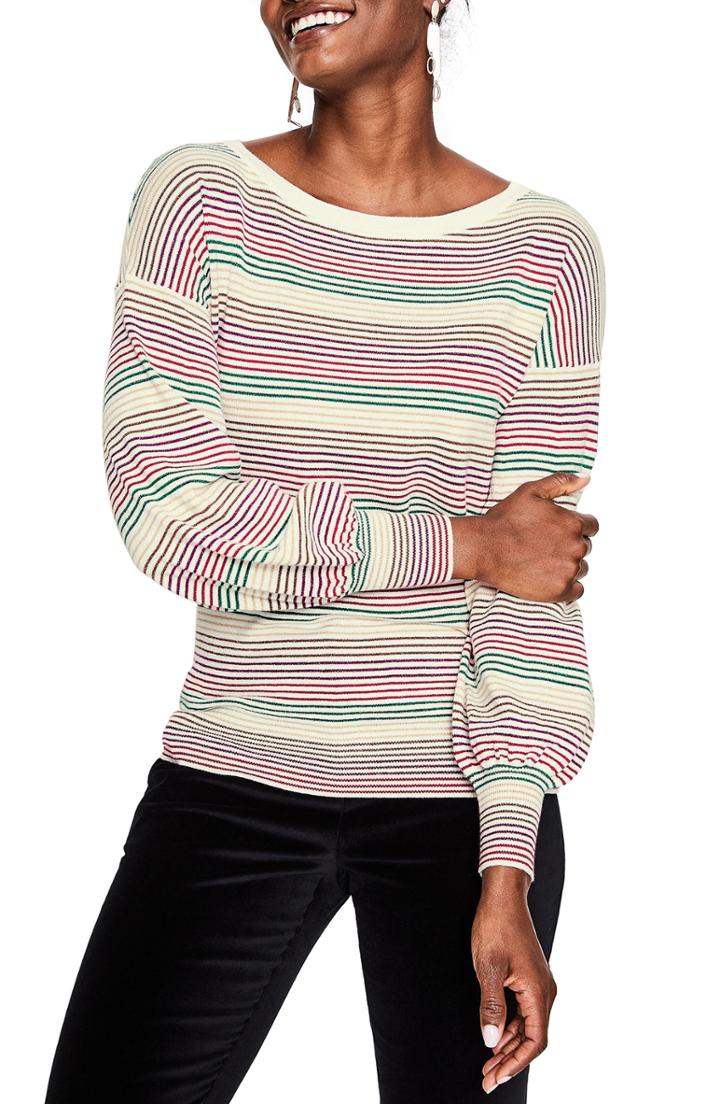 Women's Boden Muriel Volume Sleeve Sweater - Black