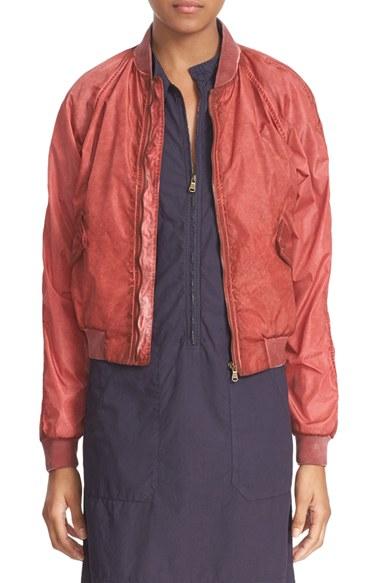 Women's Tomas Maier Weathered Nylon Bomber Jacket