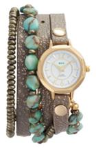 Women's La Mer Collections Stone & Leather Wrap Strap Watch, 35mm